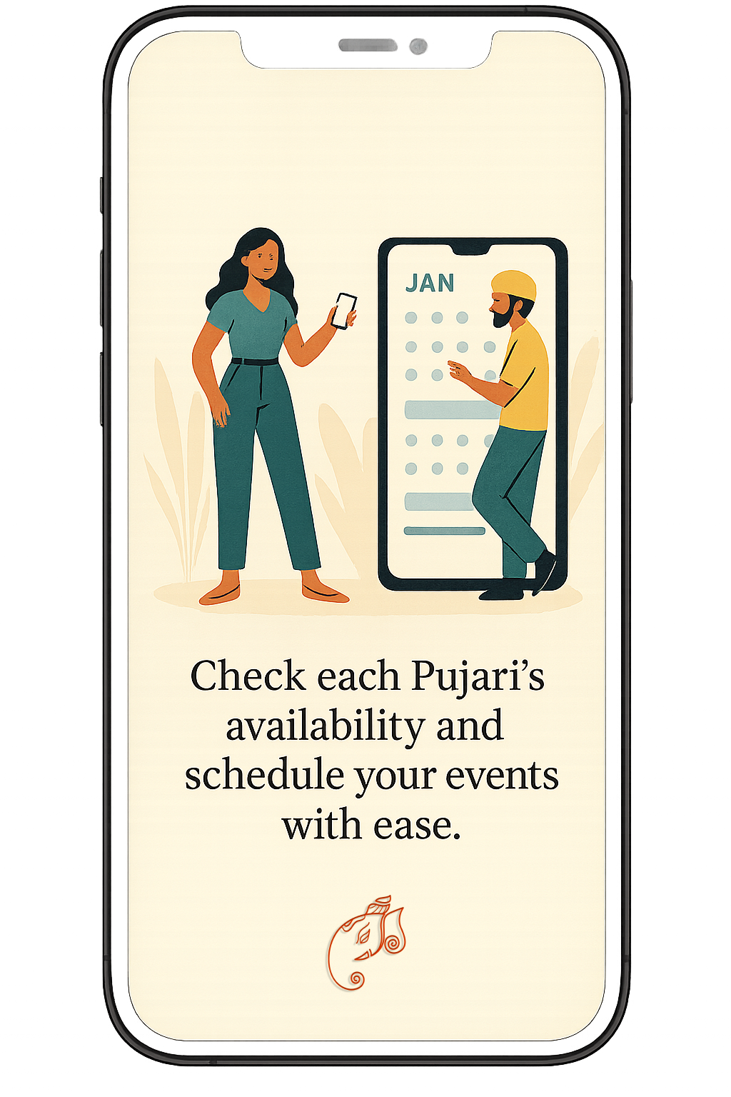 Pujari app showing easy scheduling features